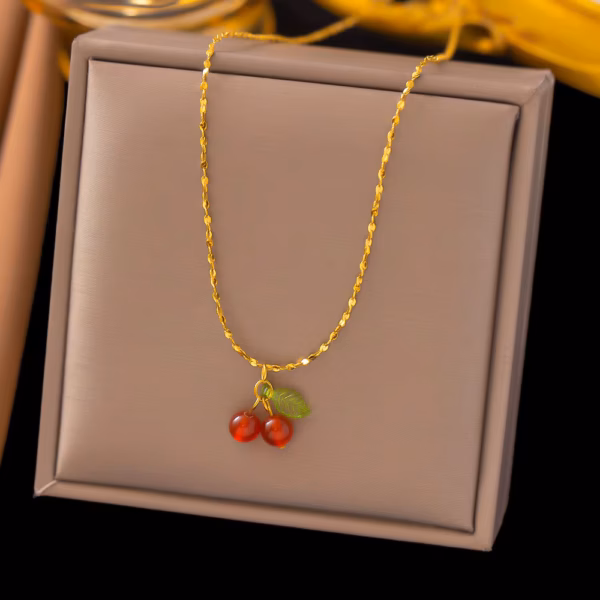 Collar de Cereza Cherry Dorado - Imagen 2