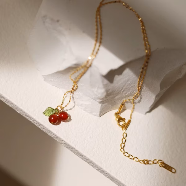 Collar de Cereza Cherry Dorado - Imagen 5